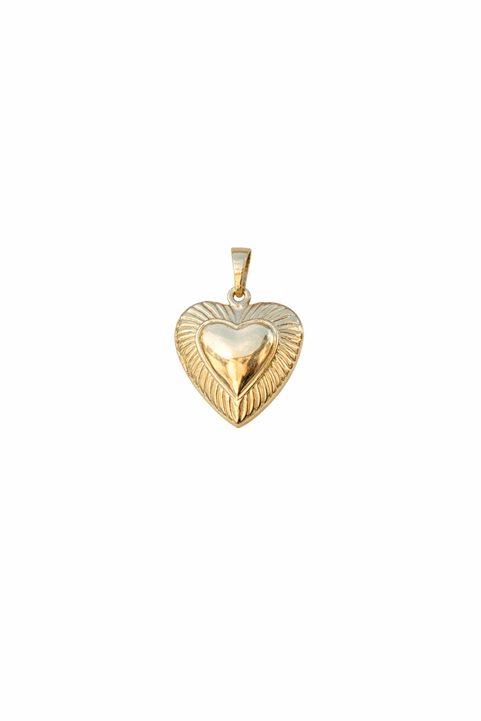 Ribbed Heart Locket Pendant – Our Spare Change