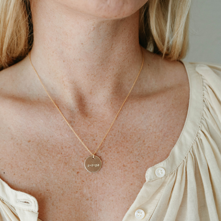 9K Gold Disc With Stone Necklace 12MM - Fallers - Fallers.com - Fallers  Irish Jewelry